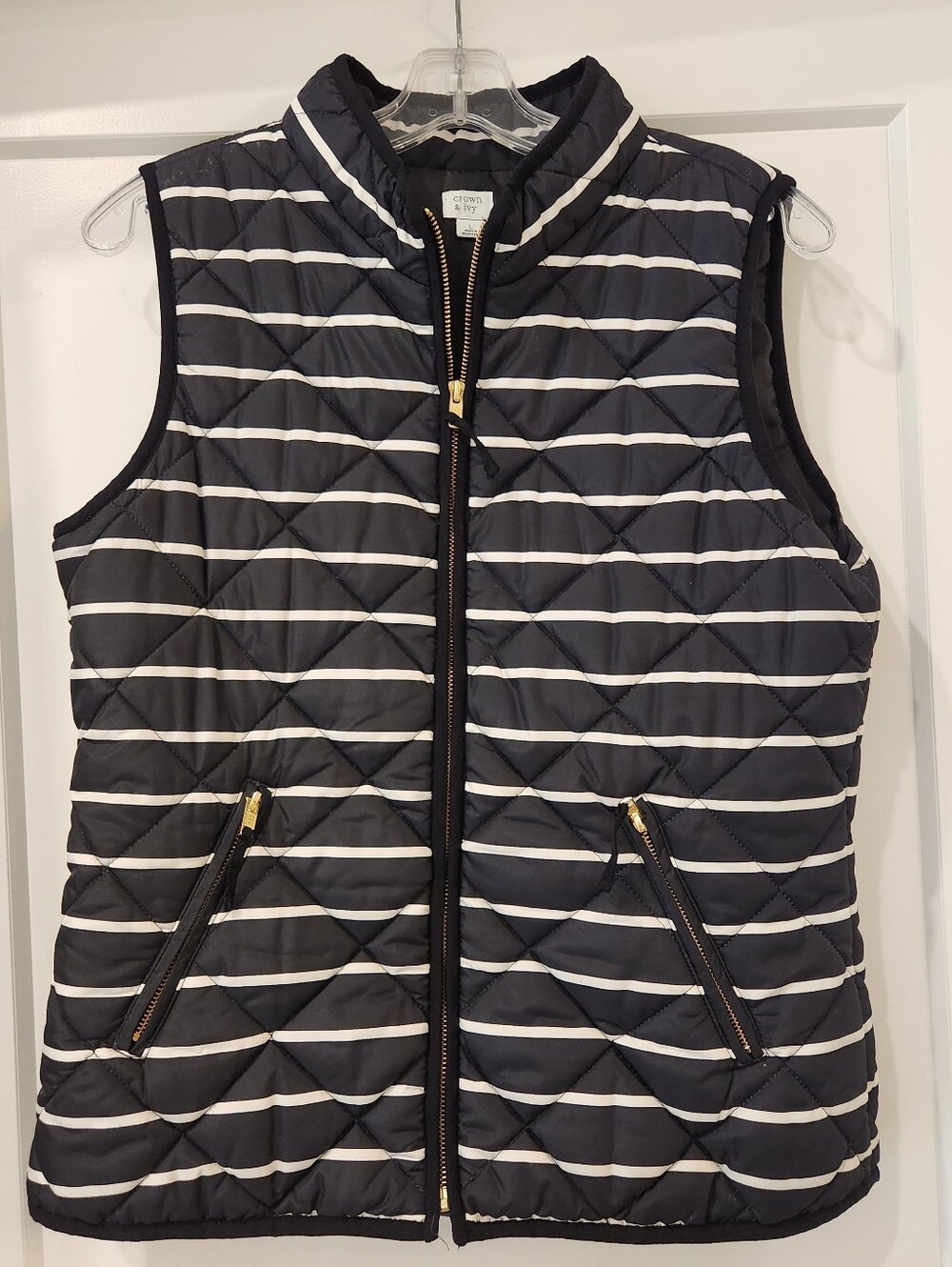 Crown & Ivy Puffer Vest Stripes